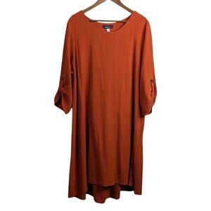 Yushi Midi Dress XXL Oversized Roll Tab Textured Lagenlook Art to Wear Avant Gar